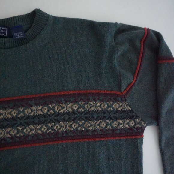 Vintage Susquehanna Trail Teal Cotton Sweater Cabincore Old Money XL - Picture 9 of 10